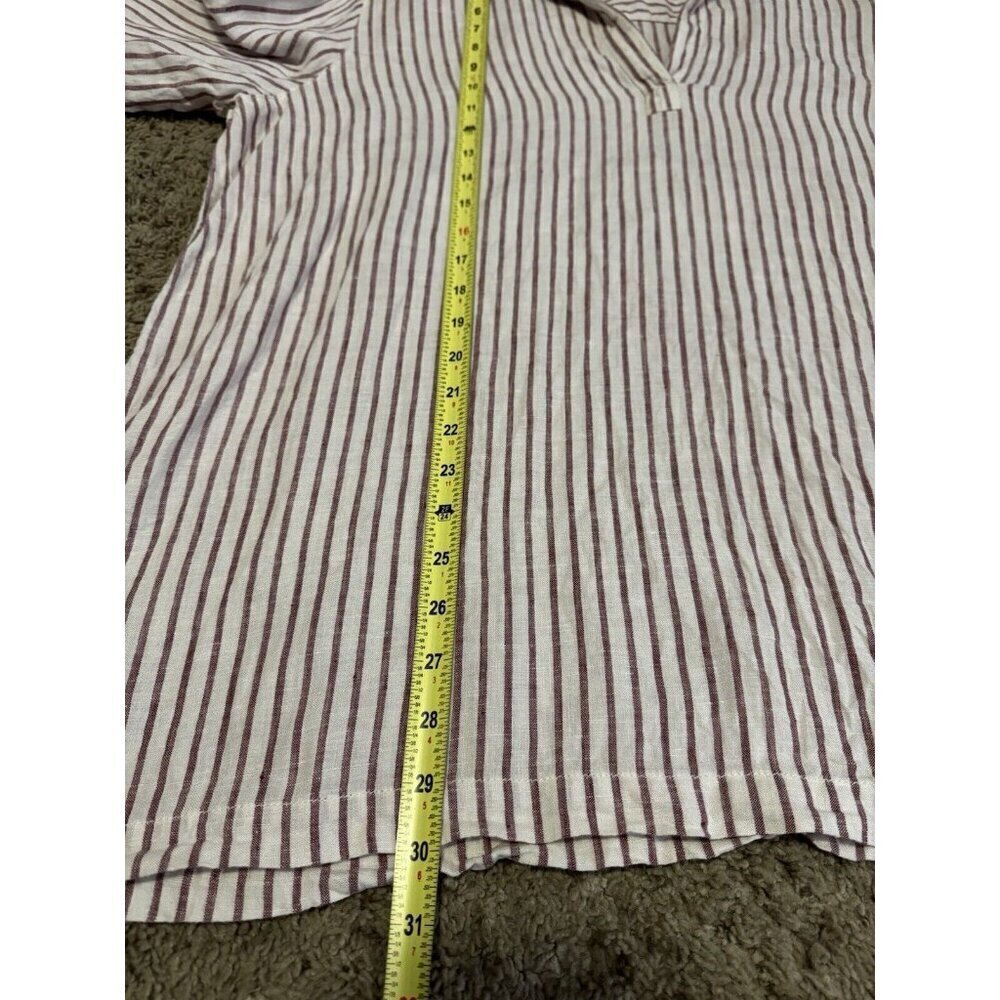 TAHARI Tunic Top Red Stripe Linen Lagenlook Popover Vneck Travel Vacation 1X - Picture 8 of 8